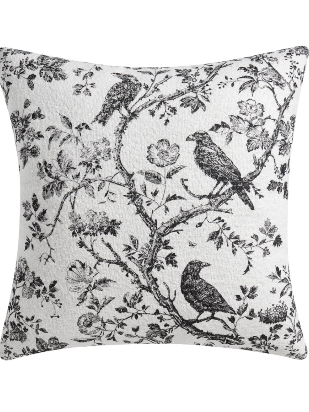 My Texas House Halloween Raven Toile Decorative Pillow, Ivory and Black, 20"x 20